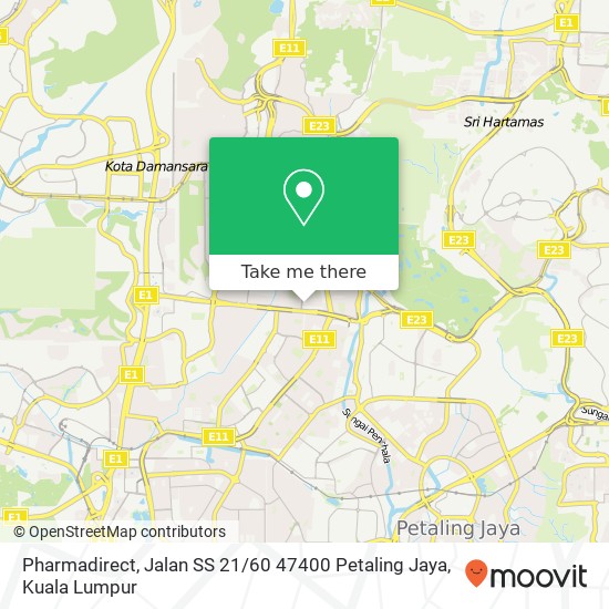 Peta Pharmadirect, Jalan SS 21 / 60 47400 Petaling Jaya