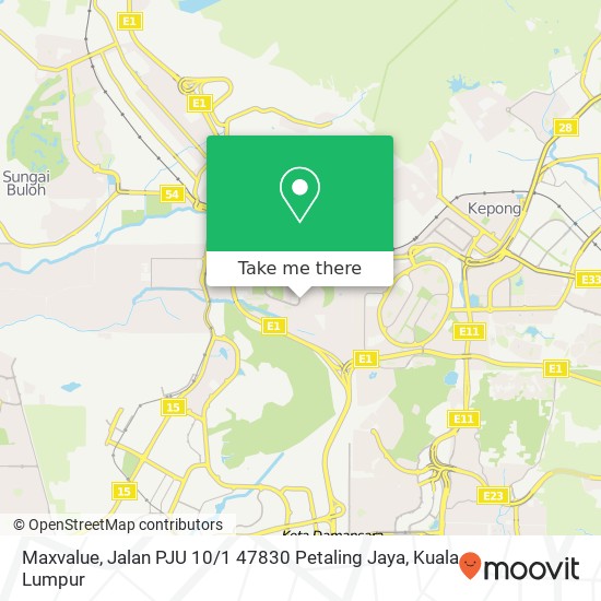 Peta Maxvalue, Jalan PJU 10 / 1 47830 Petaling Jaya