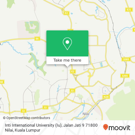 Peta Inti International University (Iu), Jalan Jati 9 71800 Nilai