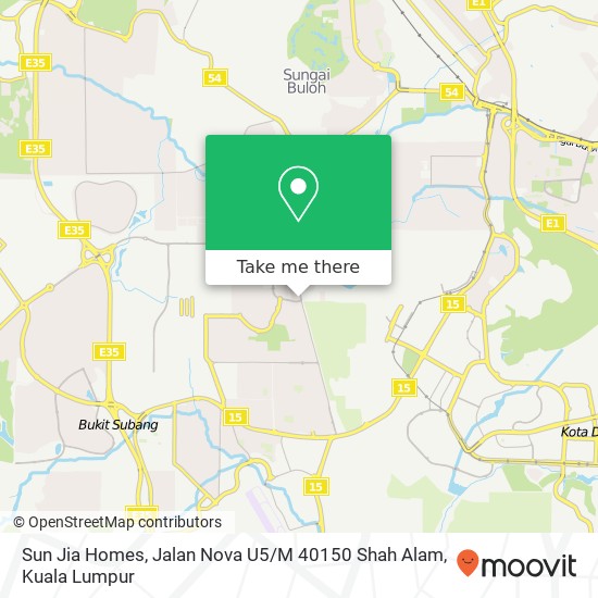 Peta Sun Jia Homes, Jalan Nova U5 / M 40150 Shah Alam