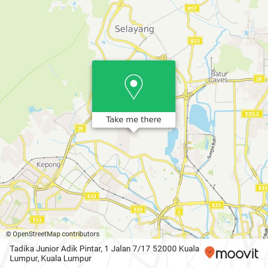 Tadika Junior Adik Pintar, 1 Jalan 7 / 17 52000 Kuala Lumpur map