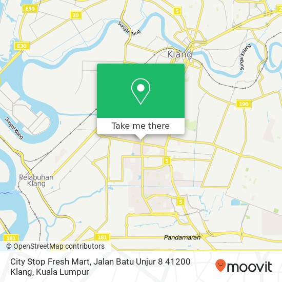 Peta City Stop Fresh Mart, Jalan Batu Unjur 8 41200 Klang