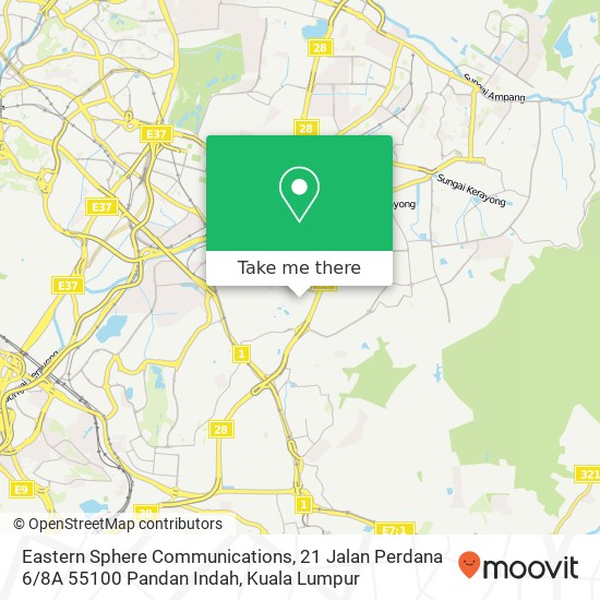 Peta Eastern Sphere Communications, 21 Jalan Perdana 6 / 8A 55100 Pandan Indah