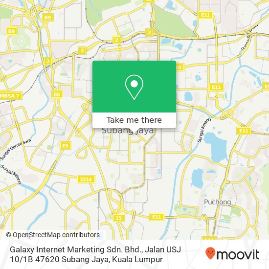 Peta Galaxy Internet Marketing Sdn. Bhd., Jalan USJ 10 / 1B 47620 Subang Jaya