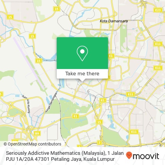 Peta Seriously Addictive Mathematics (Malaysia), 1 Jalan PJU 1A / 20A 47301 Petaling Jaya
