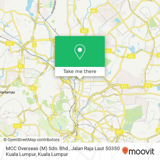 Peta MCC Overseas (M) Sdn. Bhd., Jalan Raja Laut 50350 Kuala Lumpur