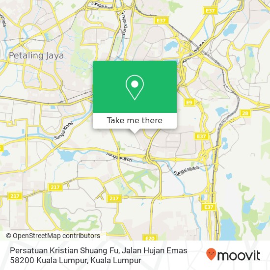 Peta Persatuan Kristian Shuang Fu, Jalan Hujan Emas 58200 Kuala Lumpur