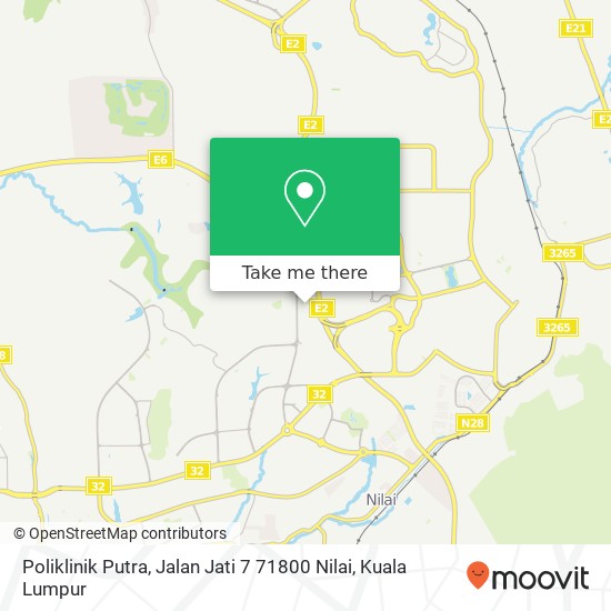 Peta Poliklinik Putra, Jalan Jati 7 71800 Nilai