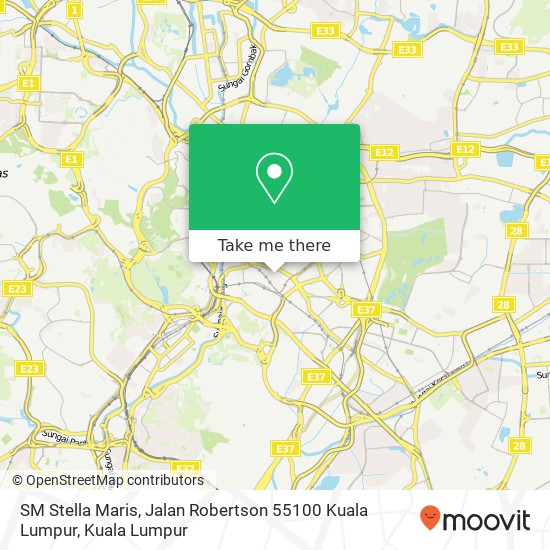 Peta SM Stella Maris, Jalan Robertson 55100 Kuala Lumpur