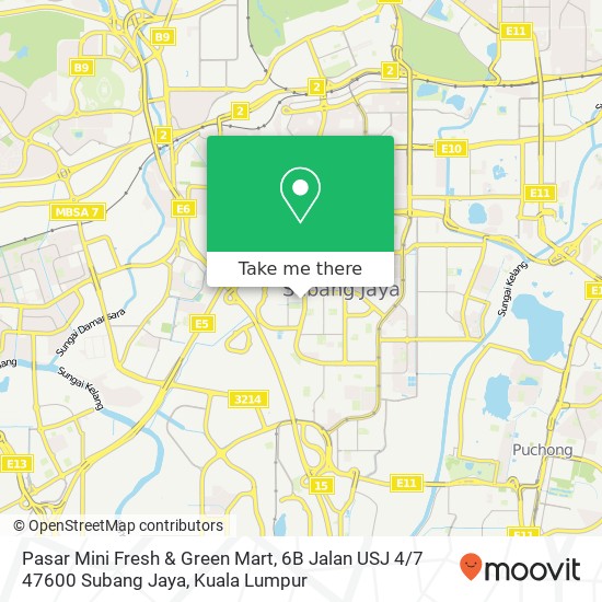 Pasar Mini Fresh & Green Mart, 6B Jalan USJ 4 / 7 47600 Subang Jaya map