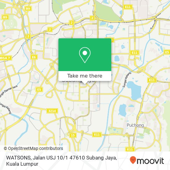Peta WATSONS, Jalan USJ 10 / 1 47610 Subang Jaya