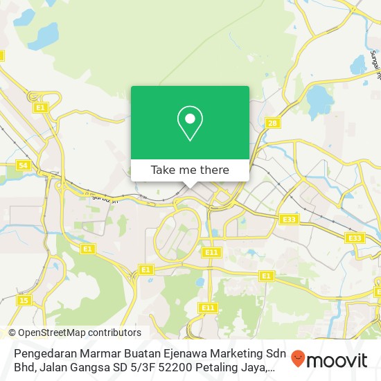 Pengedaran Marmar Buatan Ejenawa Marketing Sdn Bhd, Jalan Gangsa SD 5 / 3F 52200 Petaling Jaya map