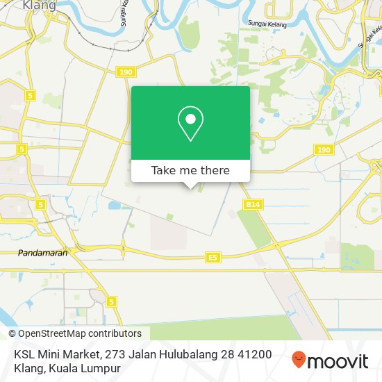 Peta KSL Mini Market, 273 Jalan Hulubalang 28 41200 Klang