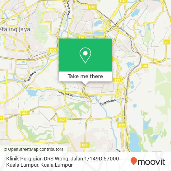 Peta Klinik Pergigian DRS Wong, Jalan 1 / 149D 57000 Kuala Lumpur