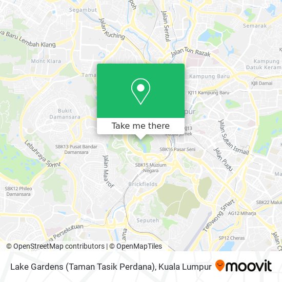 Lake Gardens (Taman Tasik Perdana) map