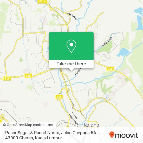 Peta Pasar Segar & Runcit Nurifa, Jalan Cuepacs 5A 43000 Cheras