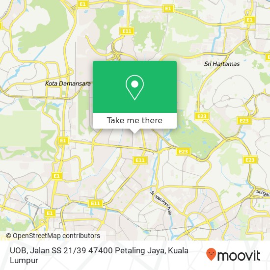 UOB, Jalan SS 21 / 39 47400 Petaling Jaya map