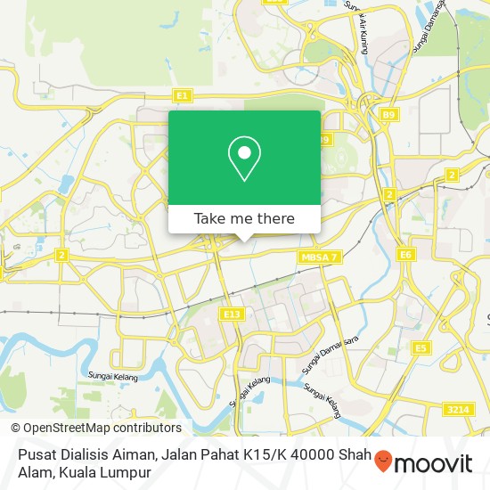 Peta Pusat Dialisis Aiman, Jalan Pahat K15 / K 40000 Shah Alam