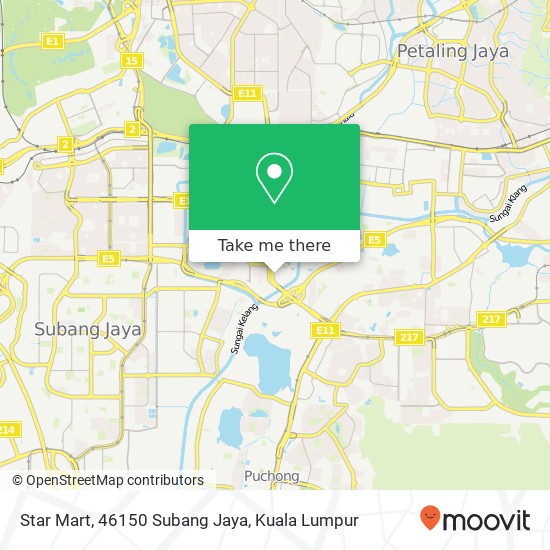 Peta Star Mart, 46150 Subang Jaya