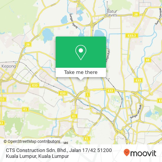 CTS Construction Sdn. Bhd., Jalan 17 / 42 51200 Kuala Lumpur map