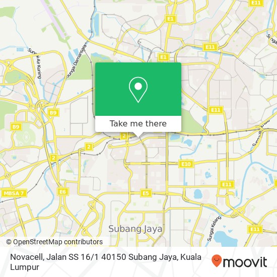 Peta Novacell, Jalan SS 16 / 1 40150 Subang Jaya