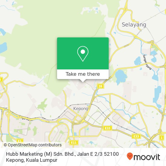 Hubb Marketing (M) Sdn. Bhd., Jalan E 2 / 3 52100 Kepong map