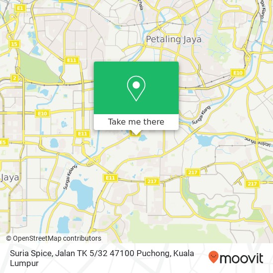 Peta Suria Spice, Jalan TK 5 / 32 47100 Puchong