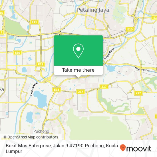 Peta Bukit Mas Enterprise, Jalan 9 47190 Puchong