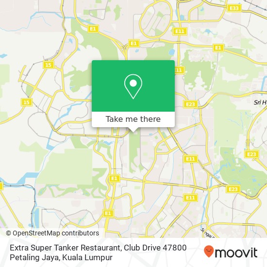 Peta Extra Super Tanker Restaurant, Club Drive 47800 Petaling Jaya