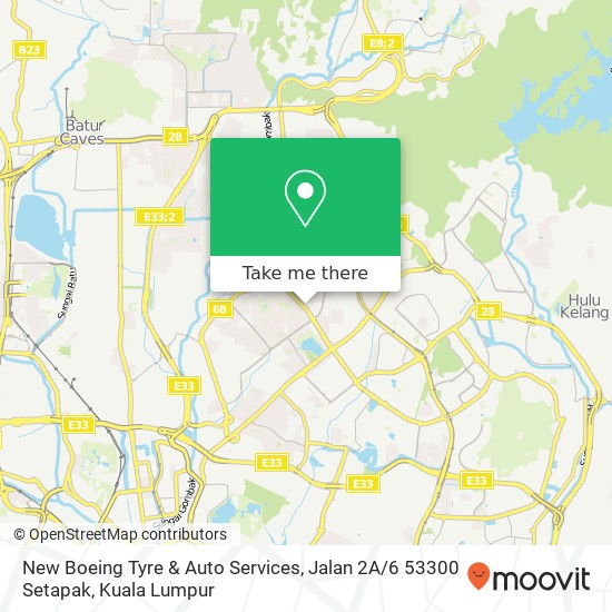 Peta New Boeing Tyre & Auto Services, Jalan 2A / 6 53300 Setapak
