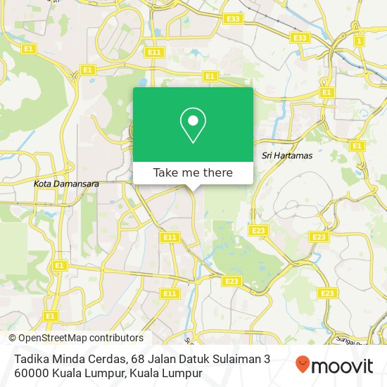 Peta Tadika Minda Cerdas, 68 Jalan Datuk Sulaiman 3 60000 Kuala Lumpur