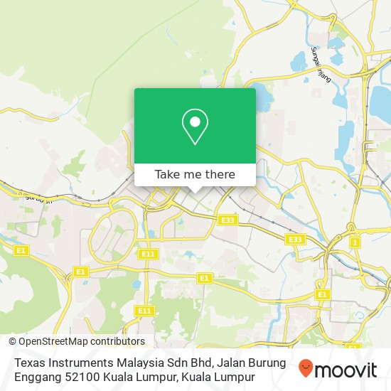 Texas Instruments Malaysia Sdn Bhd, Jalan Burung Enggang 52100 Kuala Lumpur map