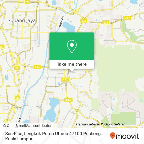 Sun-Rise, Lengkok Puteri Utama 47100 Puchong map