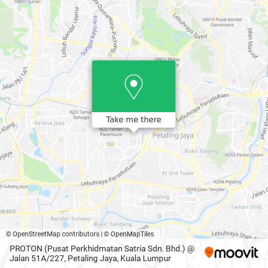 PROTON (Pusat Perkhidmatan Satria Sdn. Bhd.) @ Jalan 51A / 227, Petaling Jaya map