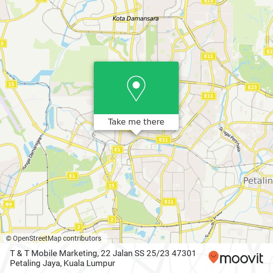 T & T Mobile Marketing, 22 Jalan SS 25 / 23 47301 Petaling Jaya map