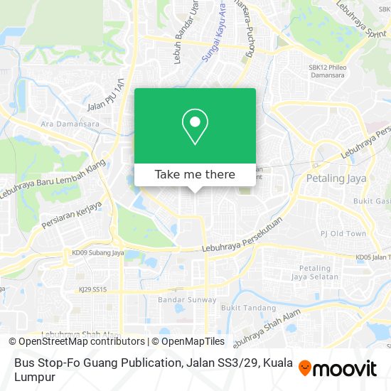 Peta Bus Stop-Fo Guang Publication, Jalan SS3 / 29