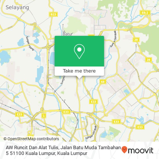 Peta AW Runcit Dan Alat Tulis, Jalan Batu Muda Tambahan 5 51100 Kuala Lumpur
