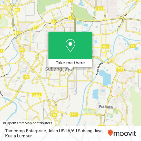 Peta Tamcomp Enterprise, Jalan USJ 6 / 6J Subang Jaya