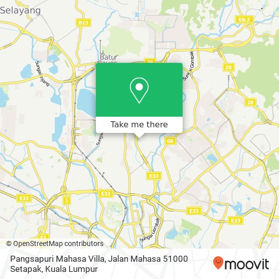 Peta Pangsapuri Mahasa Villa, Jalan Mahasa 51000 Setapak