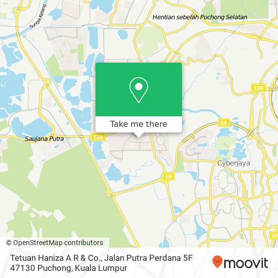 Tetuan Haniza A R & Co., Jalan Putra Perdana 5F 47130 Puchong map