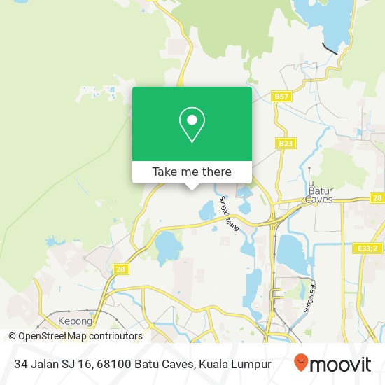 Peta 34 Jalan SJ 16, 68100 Batu Caves