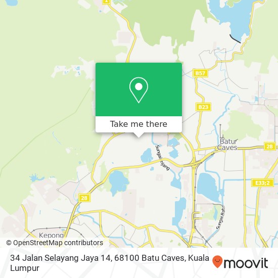 Peta 34 Jalan Selayang Jaya 14, 68100 Batu Caves