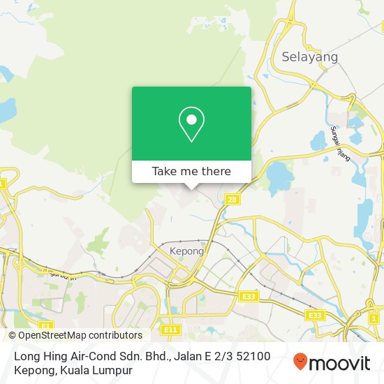 Long Hing Air-Cond Sdn. Bhd., Jalan E 2 / 3 52100 Kepong map
