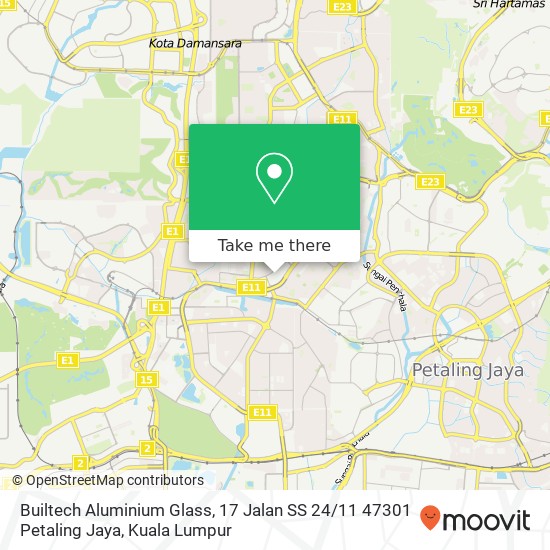 Peta Builtech Aluminium Glass, 17 Jalan SS 24 / 11 47301 Petaling Jaya