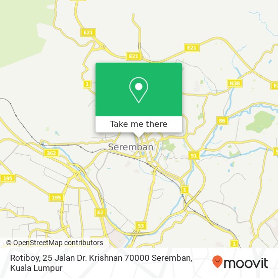 Peta Rotiboy, 25 Jalan Dr. Krishnan 70000 Seremban