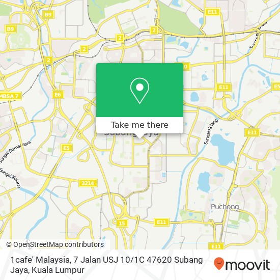 Peta 1cafe' Malaysia, 7 Jalan USJ 10 / 1C 47620 Subang Jaya