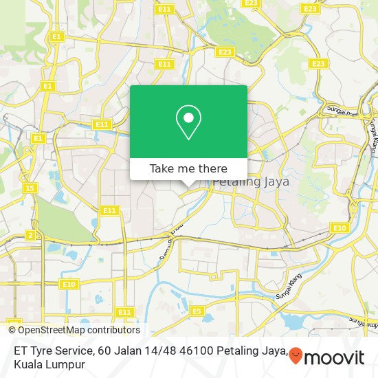 Peta ET Tyre Service, 60 Jalan 14 / 48 46100 Petaling Jaya