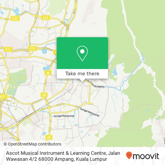 Peta Ascot Musical Instrument & Learning Centre, Jalan Wawasan 4 / 2 68000 Ampang