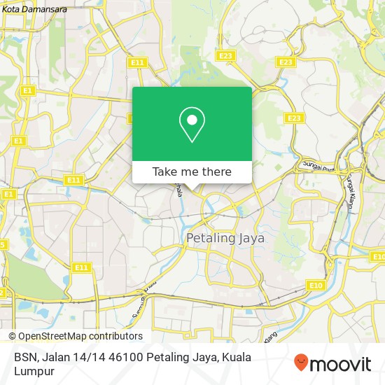BSN, Jalan 14 / 14 46100 Petaling Jaya map
