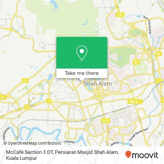 Peta McCafé Section 3 DT, Persiaran Masjid Shah Alam